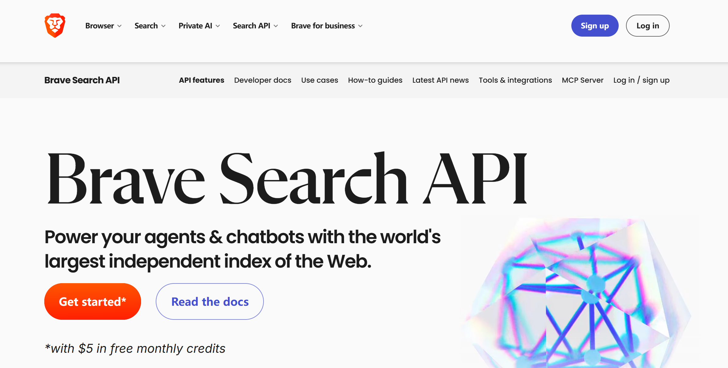 Brave Search API 官网截图